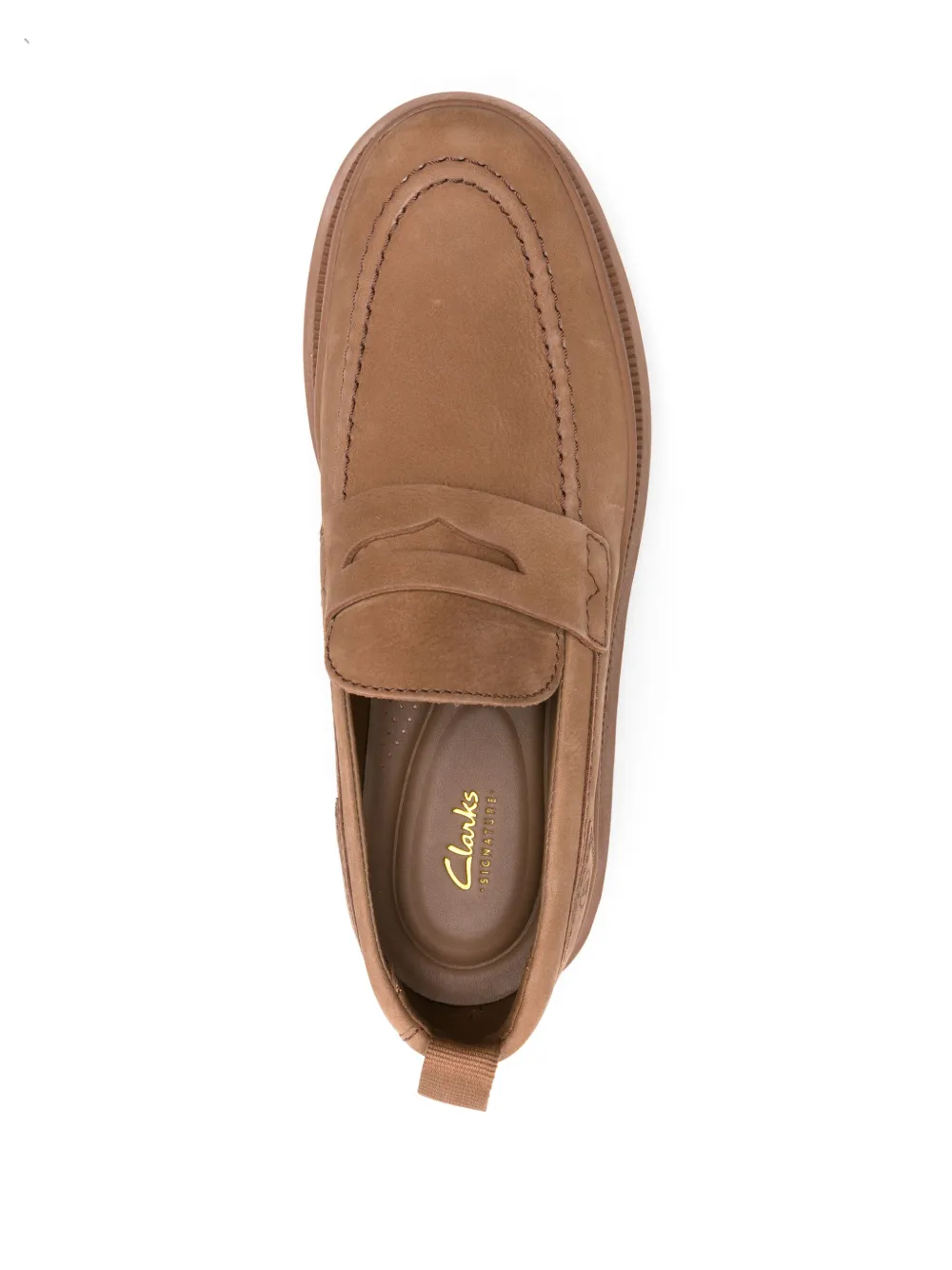 Shop Clarks Badell Step Leather Loafers In 褐色