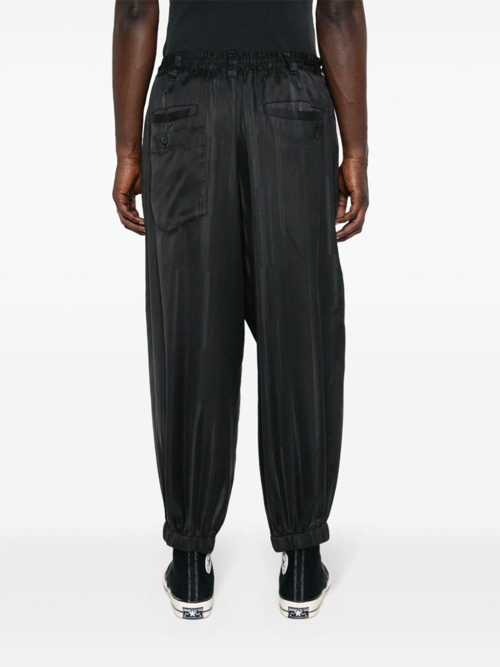 Shop Y-3 Striped Tapered Trousers In Black