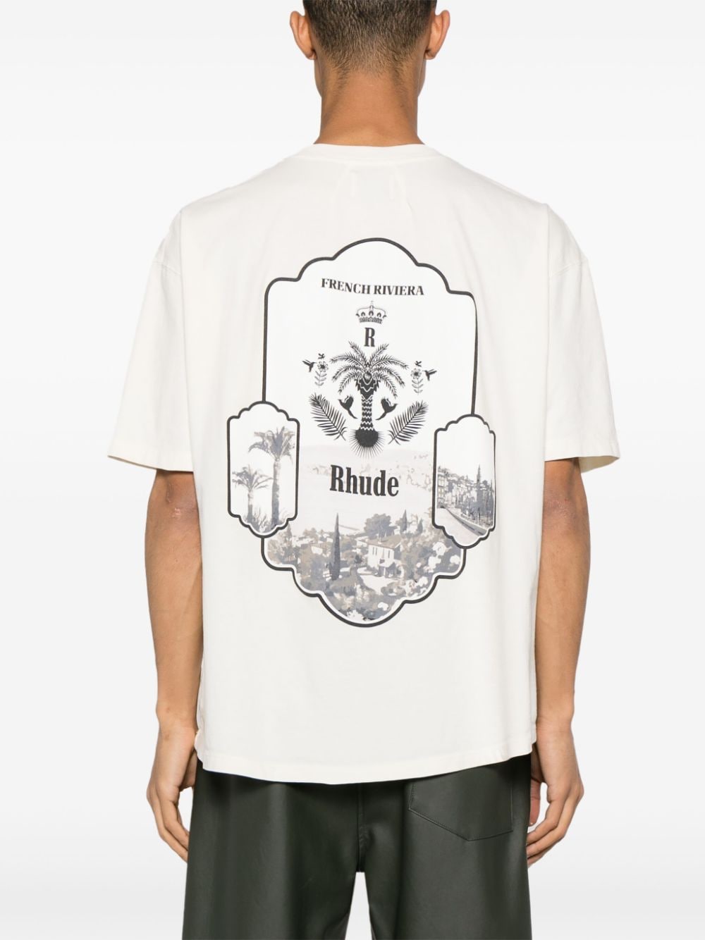 Shop Rhude Azur Mirror Cotton T-shirt In White