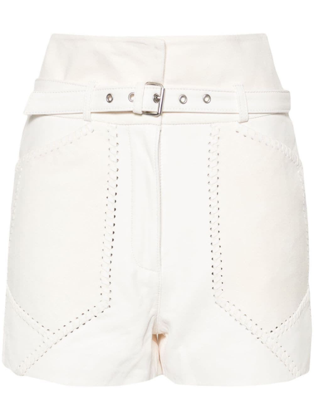 Shop Iro Necati Panelled Leather Shorts In White