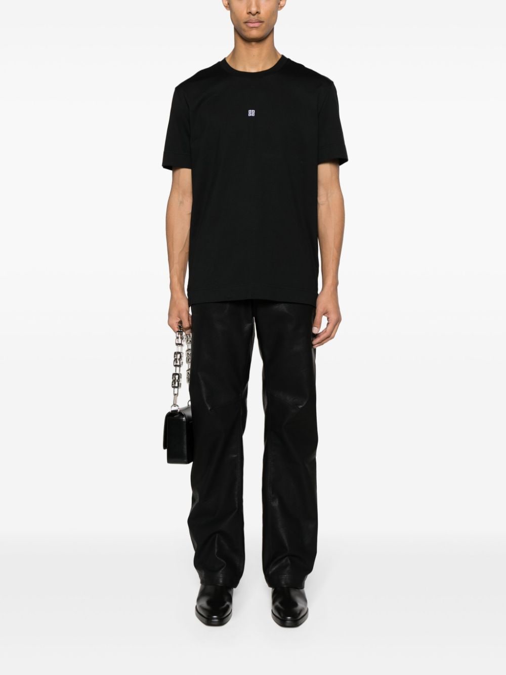 Shop Givenchy 4g-embroidered Cotton T-shirt In Black