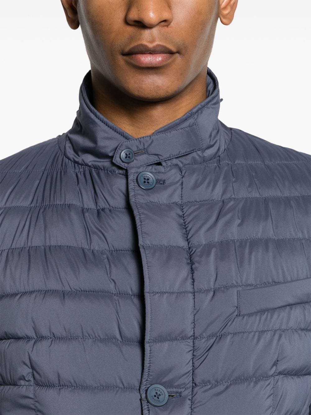 Shop Herno Button-up Quilted Jacket In Blue