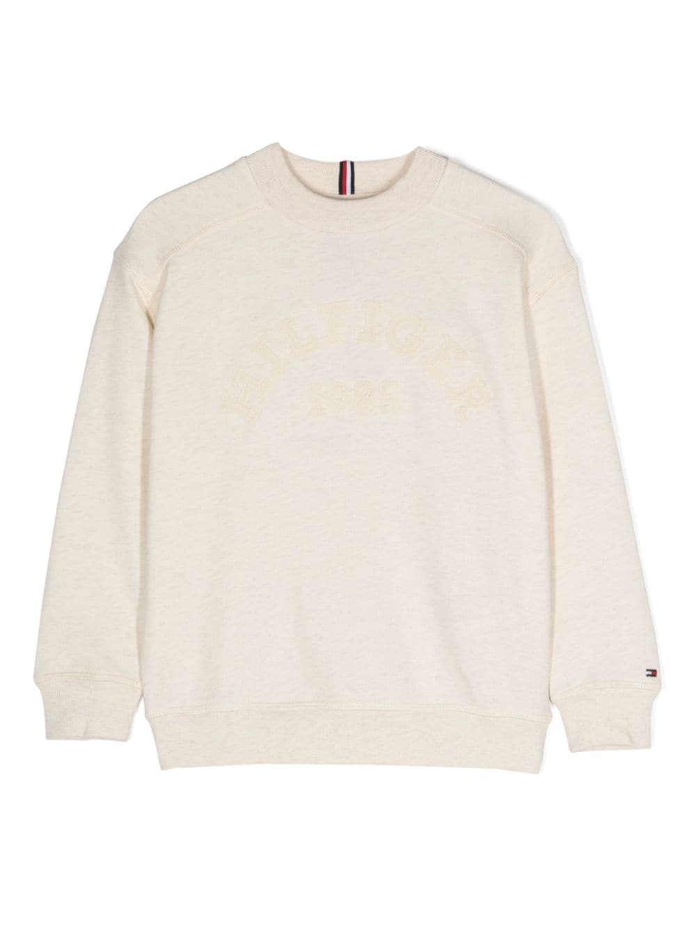 Tommy Hilfiger Junior Kids' Logo-embroidered Mélange Cotton Sweatshirt In Neutral