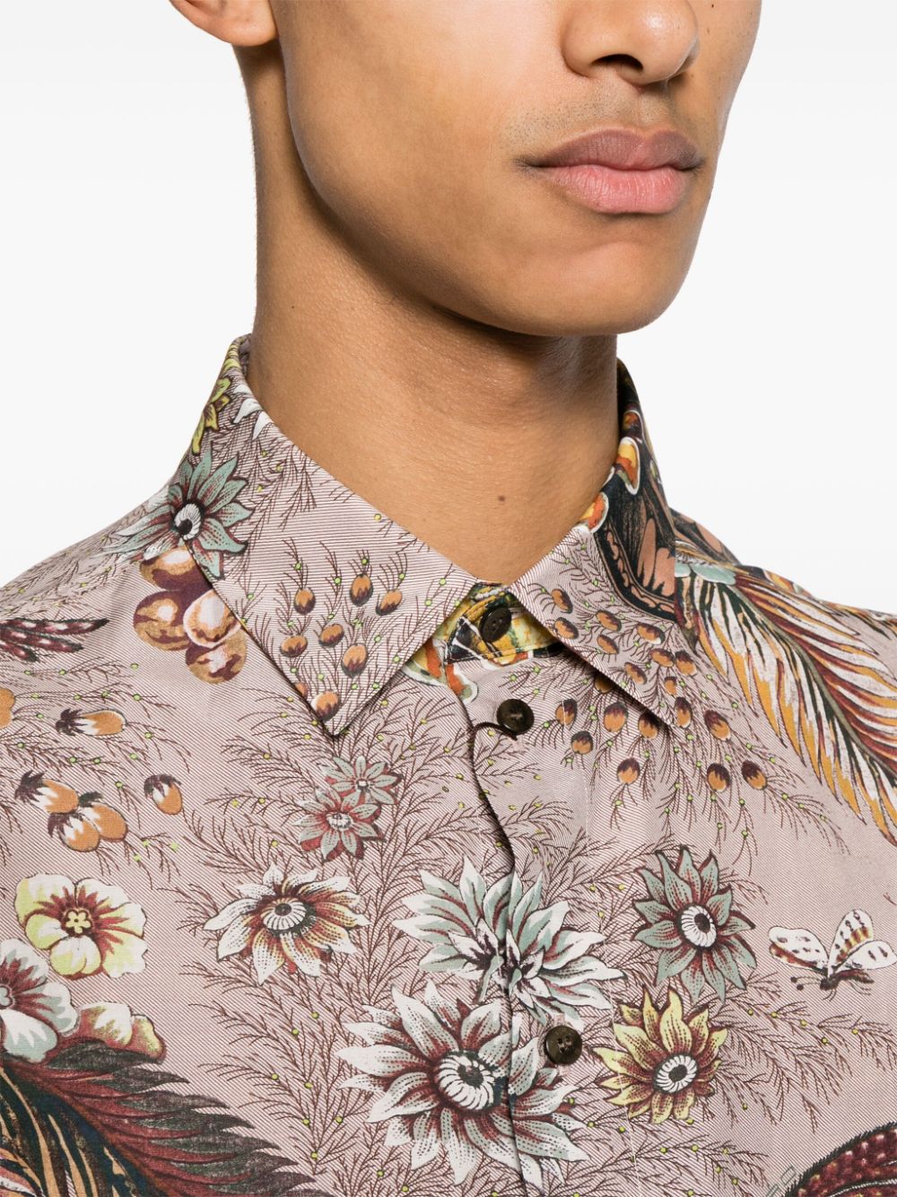 Shop Etro Floral-print Bowling Shirt In Pink