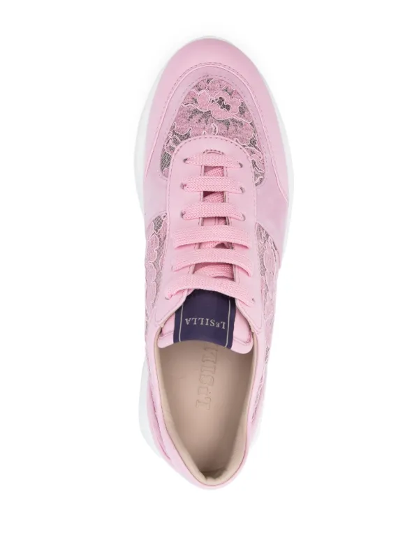 Le Silla floral-lace Leather Sneakers | Pink | FARFETCH RO