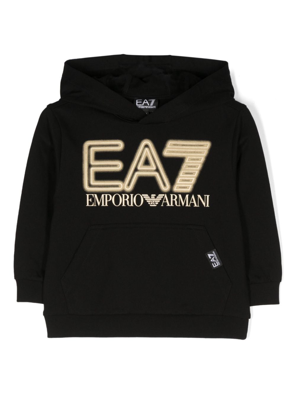Emporio Armani Kids logo-print cotton hoodie Zwart