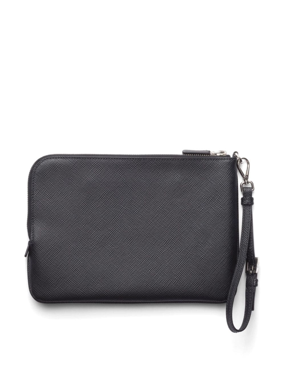 Shop Prada Small Triangle-logo Clutch Bag In Black