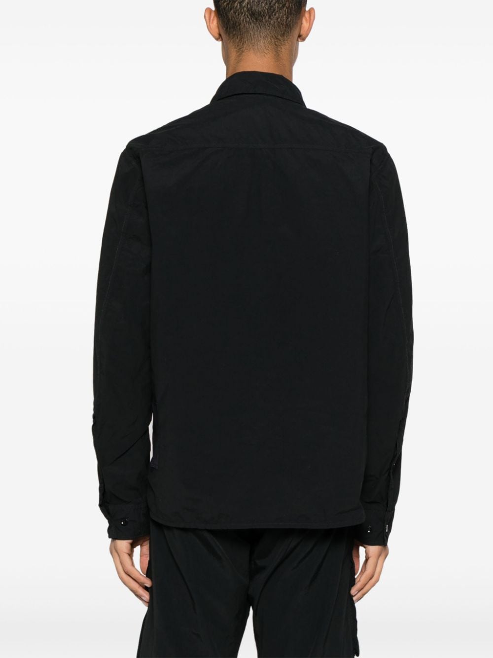 Shop Ten C Classic-collar Garment-dyed Shirt In Black