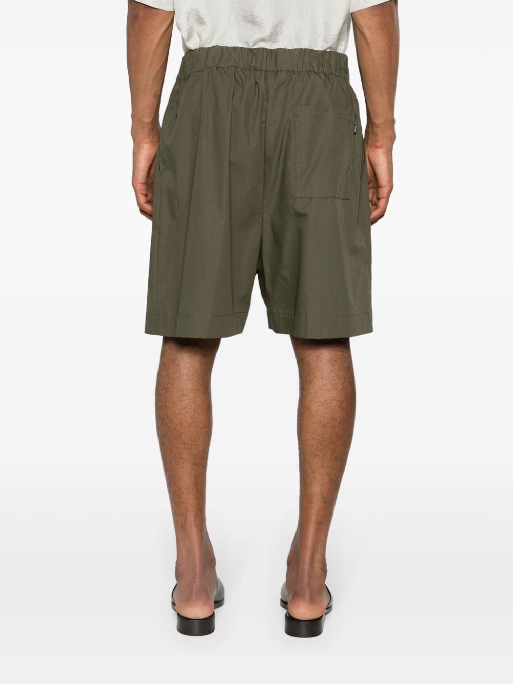 Shop Laneus Elasticated-waist Cotton Shorts In Green