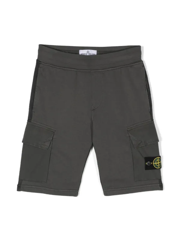 Stone Island Junior Compass-badge Cargo Shorts Grey FARFETCH PH
