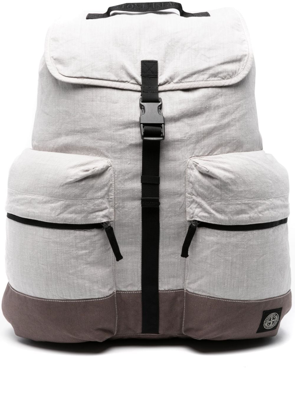 Shop Stone Island Compass-motif Backpack In Grey