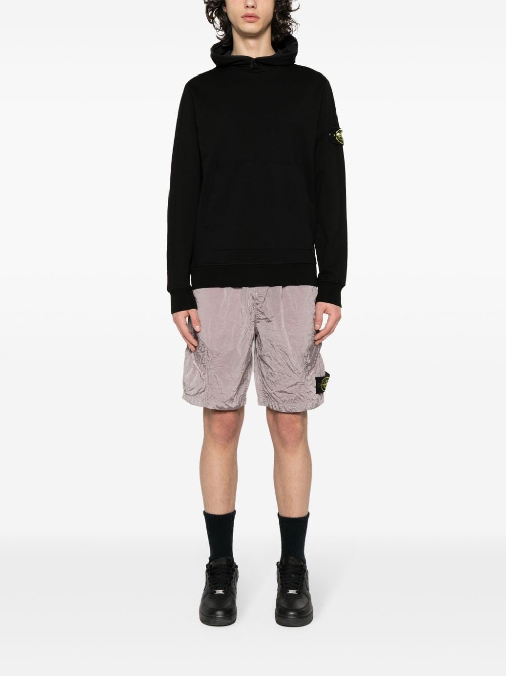 Shop Stone Island L1719 Compass-motif Shorts In Pink