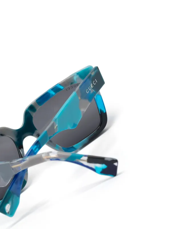 Gucci Eyewear スクエアフレーム サングラス | ブルー | FARFETCH JP