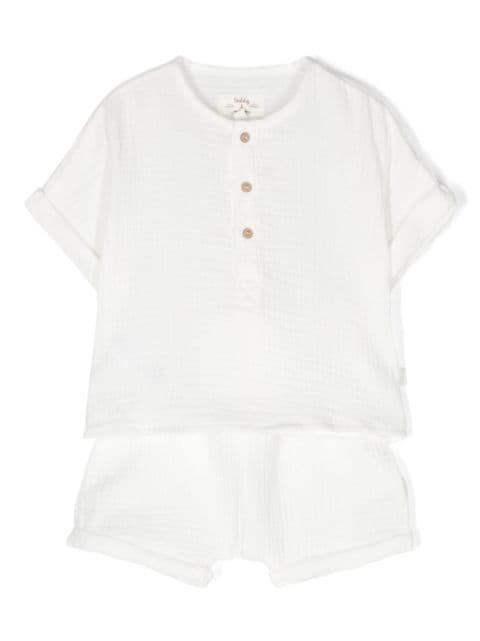 TEDDY & MINOU textured cotton T-shirt and shorts set