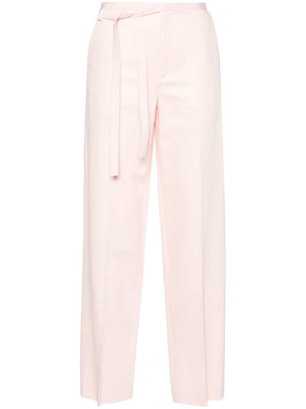 Kenzo Belted Straight-leg Trousers In Pink