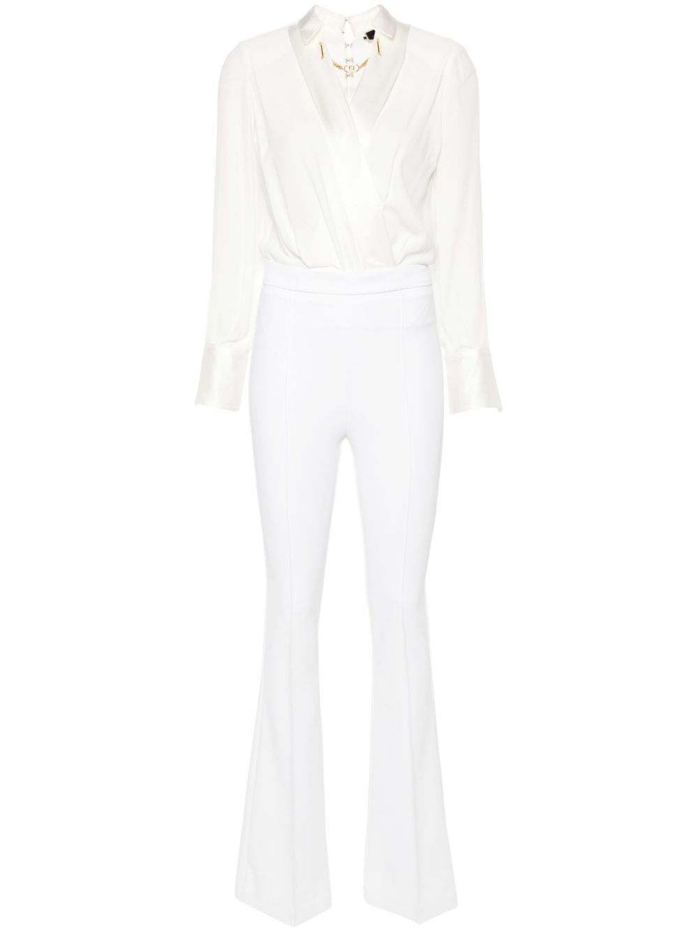 Shop Elisabetta Franchi Chain-embellished Jumpsuit In White
