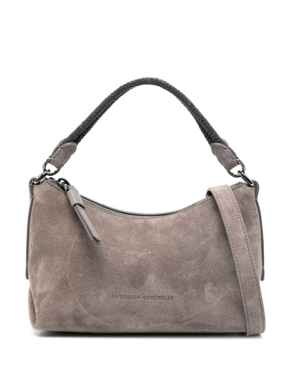 Brunello Cucinelli Logo-debossed Suede Tote Bag In Grey