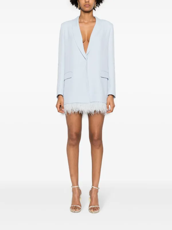 TWINSET feather-trim Blazer Minidress | Blue | FARFETCH TWINSET feather-trim Blazer Minidress | Blue | FARFETCH