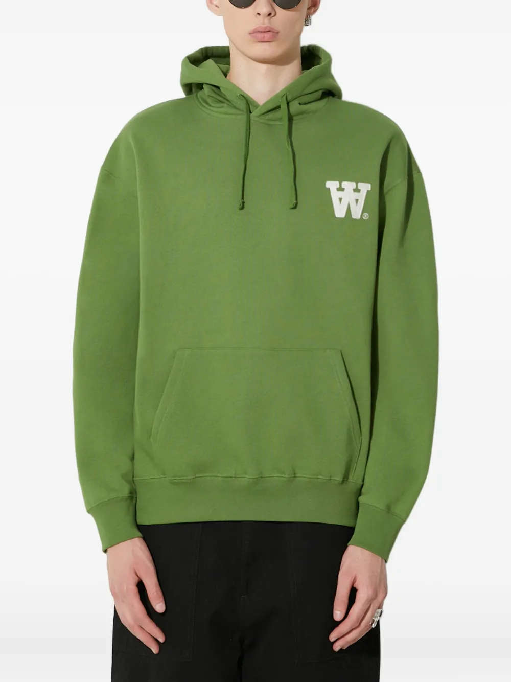 Wood Wood drawstring logo hoodie - Verde