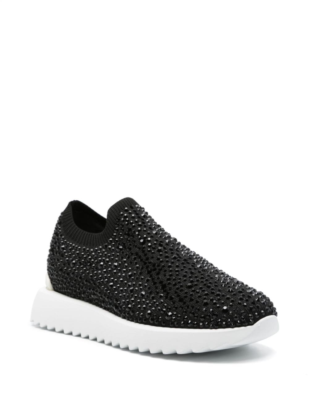 Shop Le Silla Claire Rhinestone-embellished Sneakers In Black