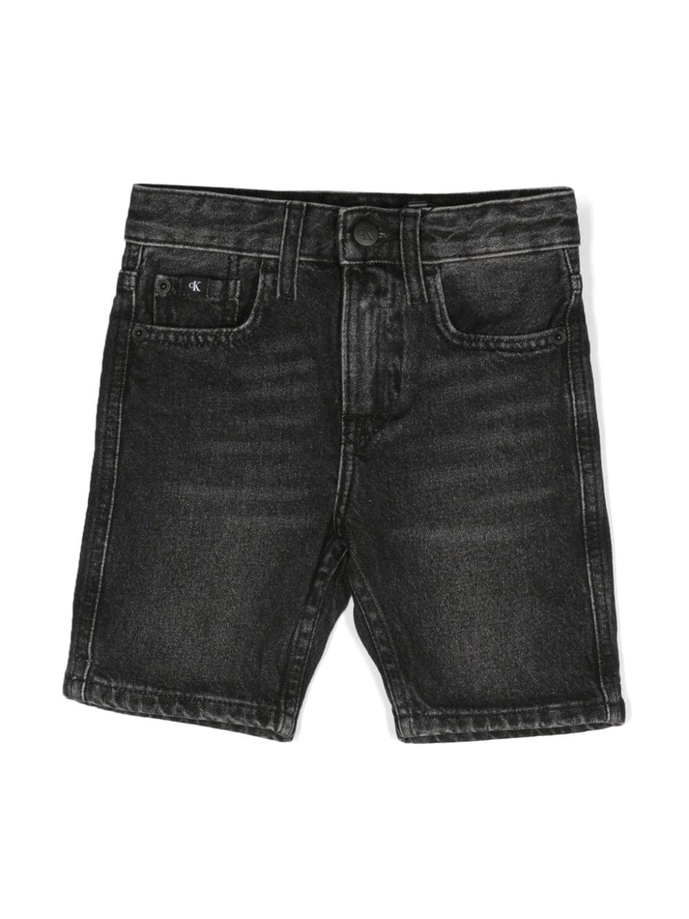Calvin Klein Kids' Cotton Denim Shorts In Black