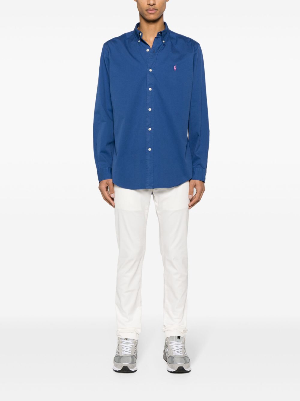 Shop Polo Ralph Lauren Polo Pony-embroidered Cotton Shirt In Blue