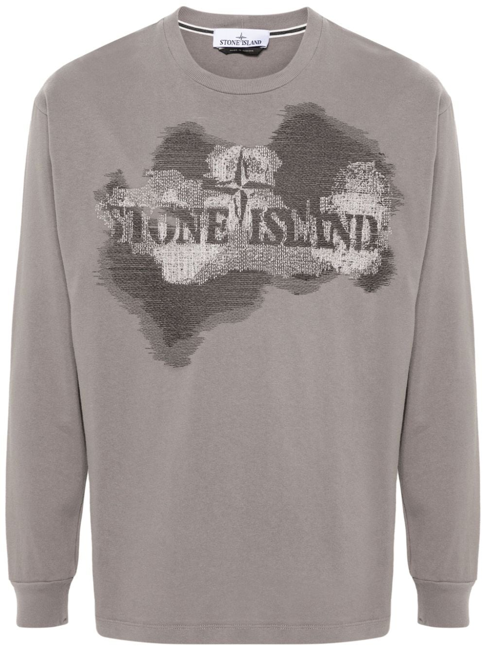 Stone Island Logo刺绣棉t恤 In Grey