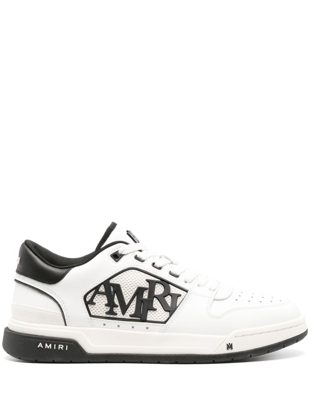 Shop Amiri Logo-embossed Leather Sneakers In White