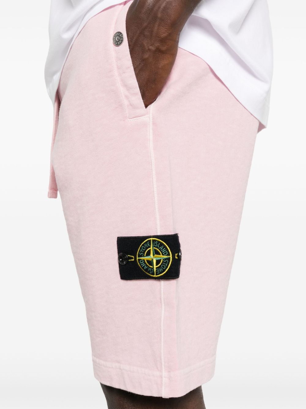 Shop Stone Island Compass-badge Cotton Track Shorts In Pink