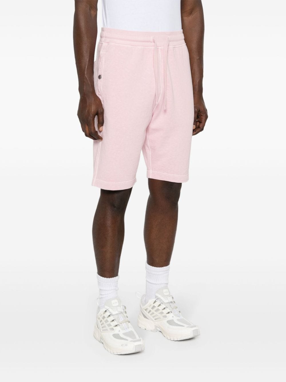 Shop Stone Island Compass-badge Cotton Track Shorts In Pink