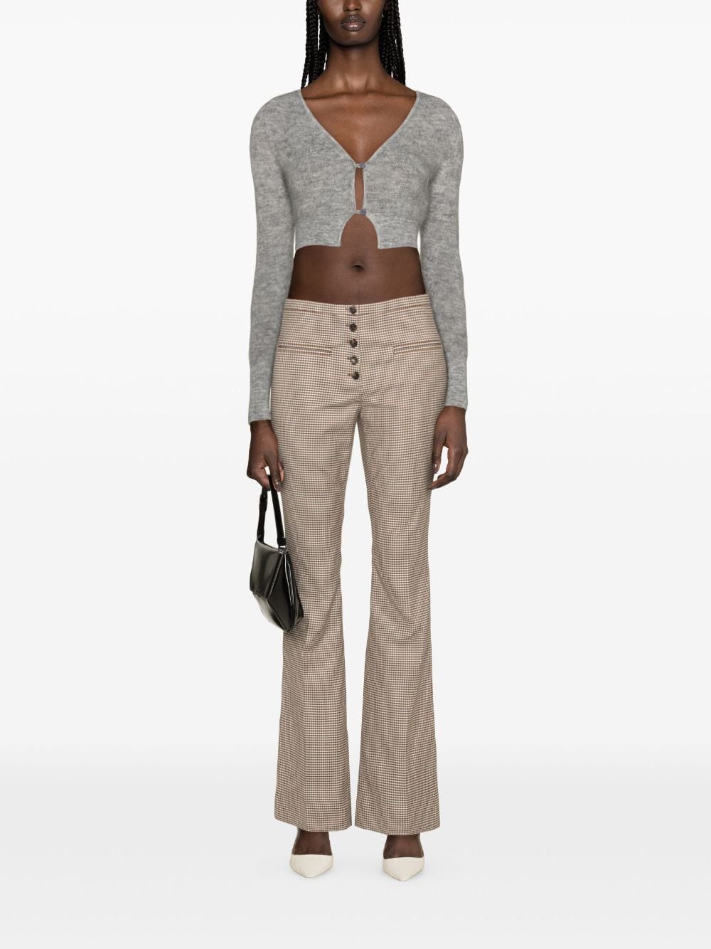 Shop Courrèges Shepherd-check Flared Trousers In White