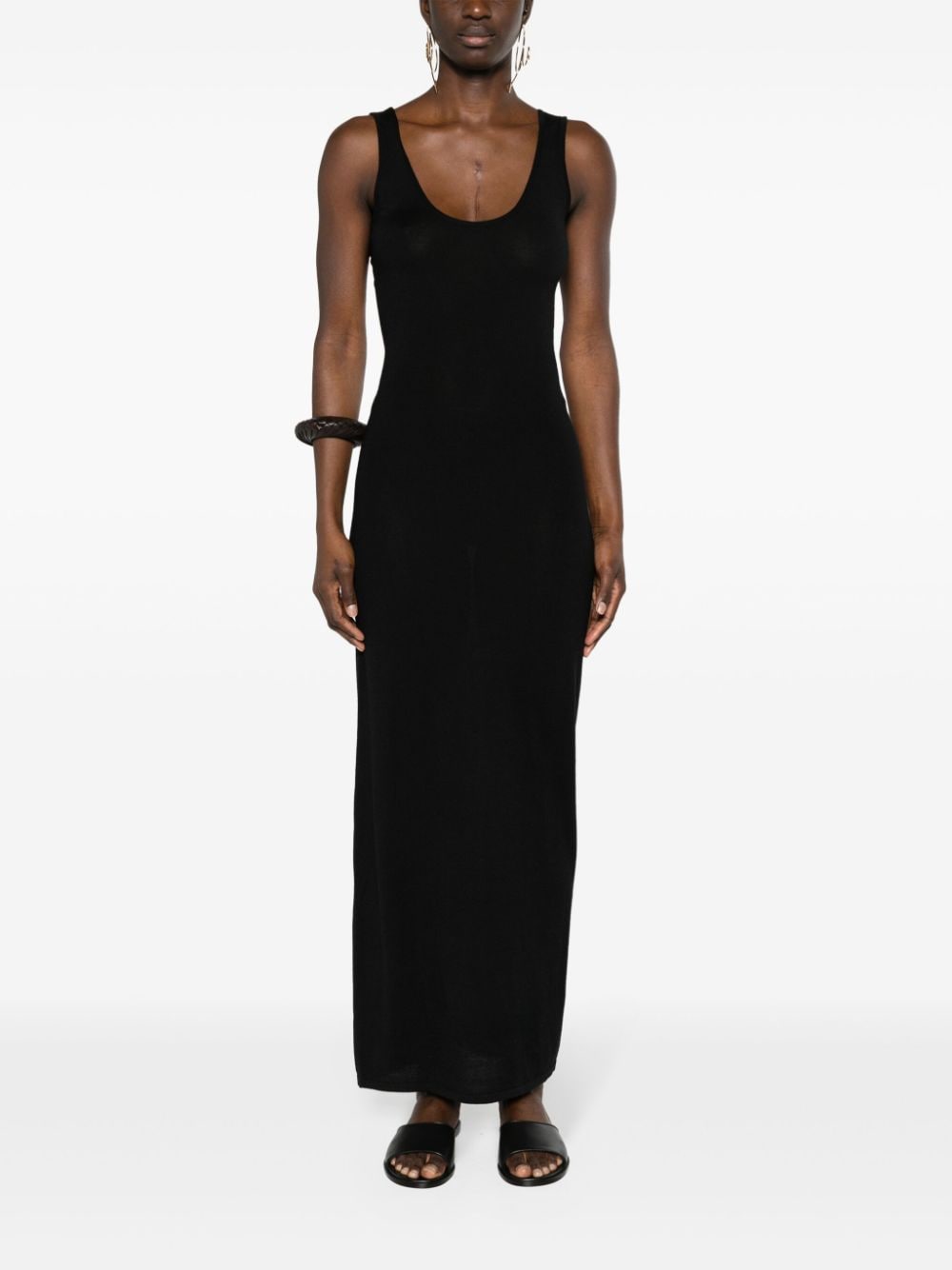 Shop Saint Laurent Fine-knit Maxi Dress In Schwarz
