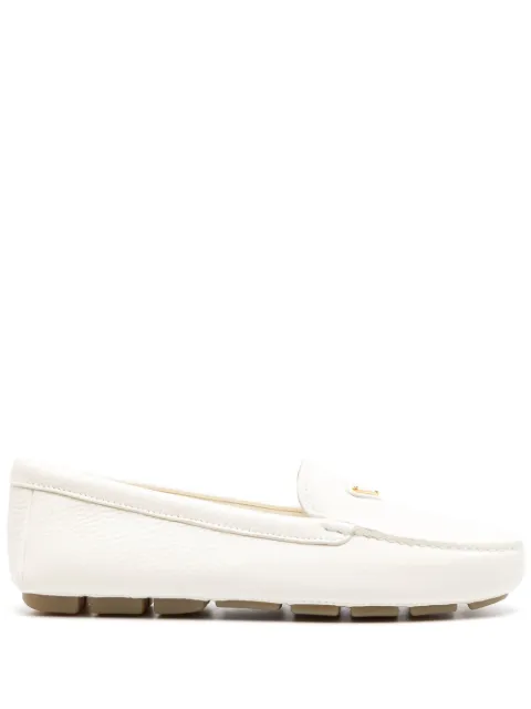 Prada logo-plaque leather loafers