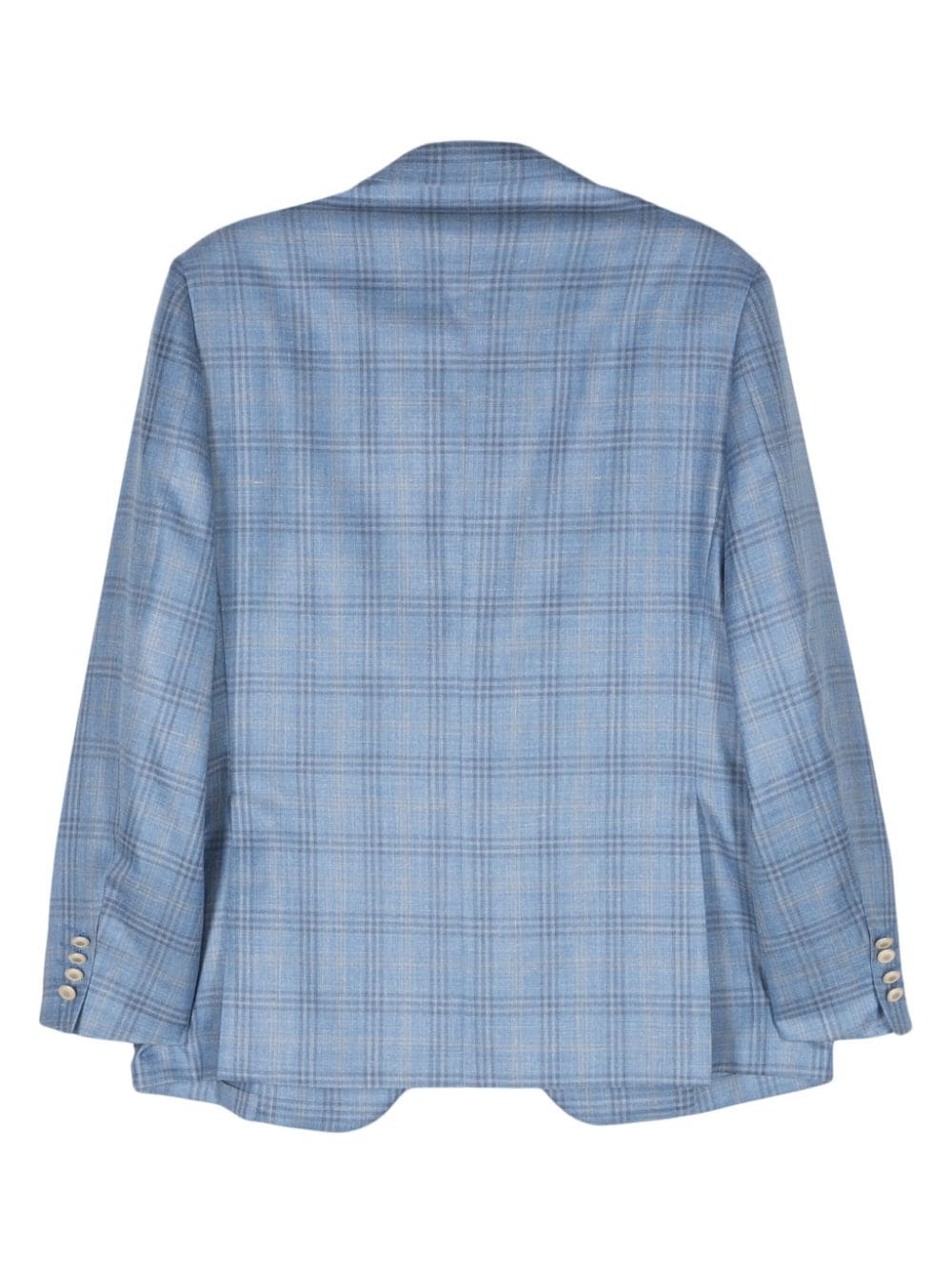 Shop Canali Plaid Single-breasted Blazer In 蓝色