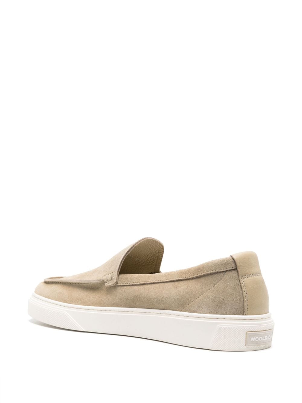 Shop Woolrich Logo-embossed Suede Loafers In Neutrals
