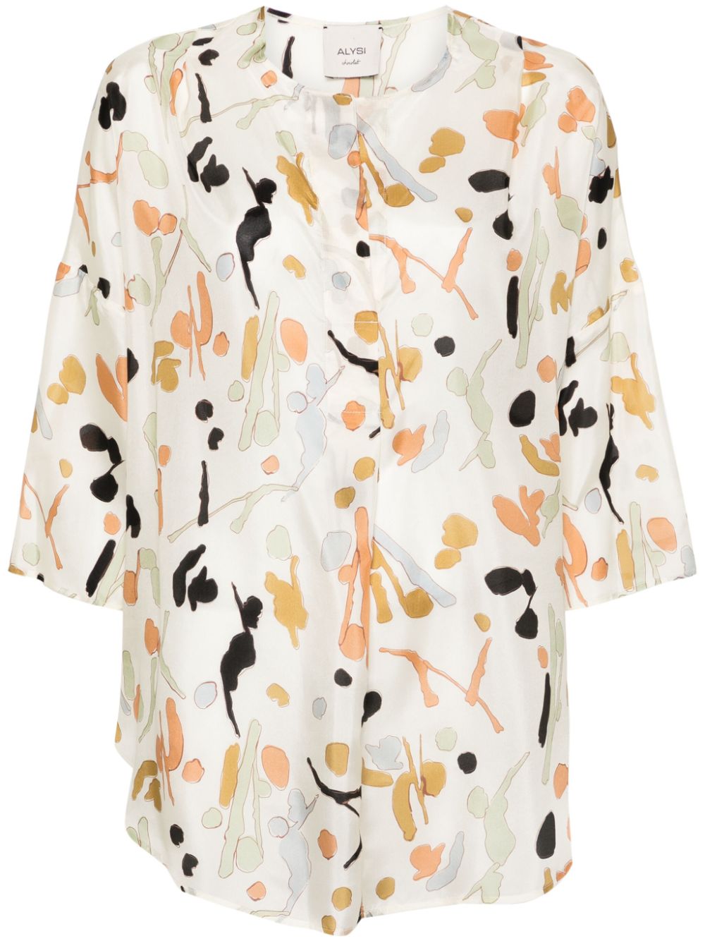 Alysi Abstract-print Silk Blouse In Neutrals