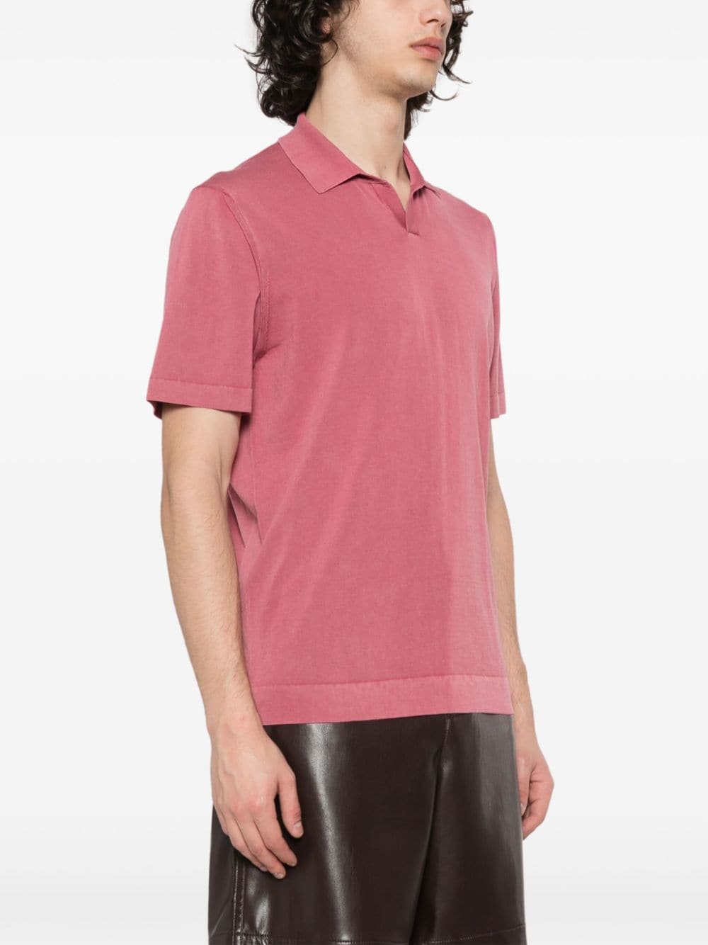 Shop Drumohr Fine-knit Cotton Polo Shirt In Pink