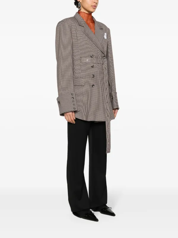 Rokh Houndstooth double-breasted Blazer | Brown | FARFETCH