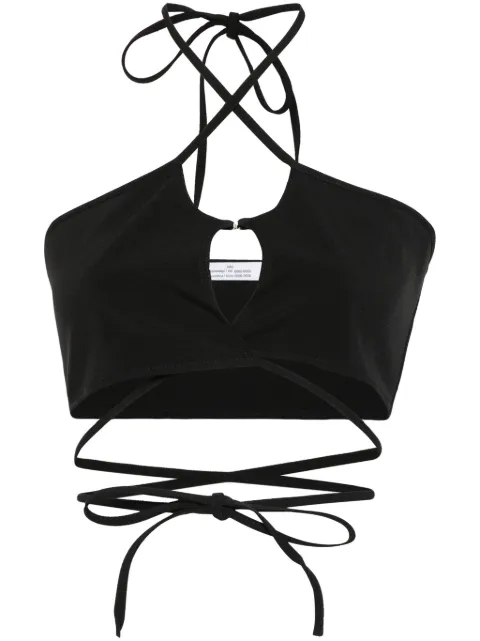 Rokh crossover-straps cropped top