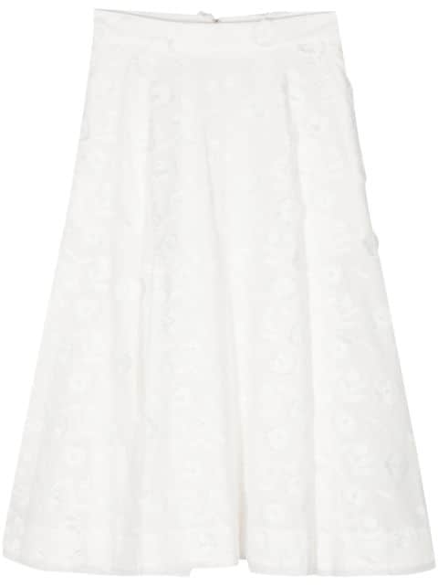 Seventy floral-embroidered cotton midi skirt