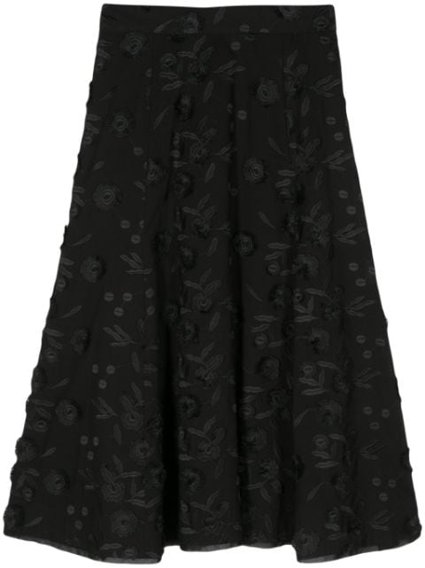 Seventy floral-embroidered cotton midi skirt