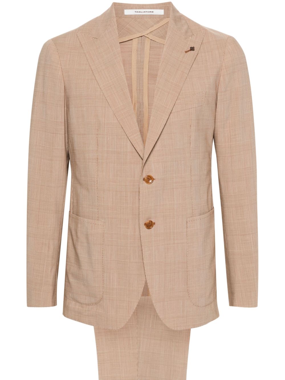 Tagliatore Single-breasted Checked Wool Suit In Neutrals