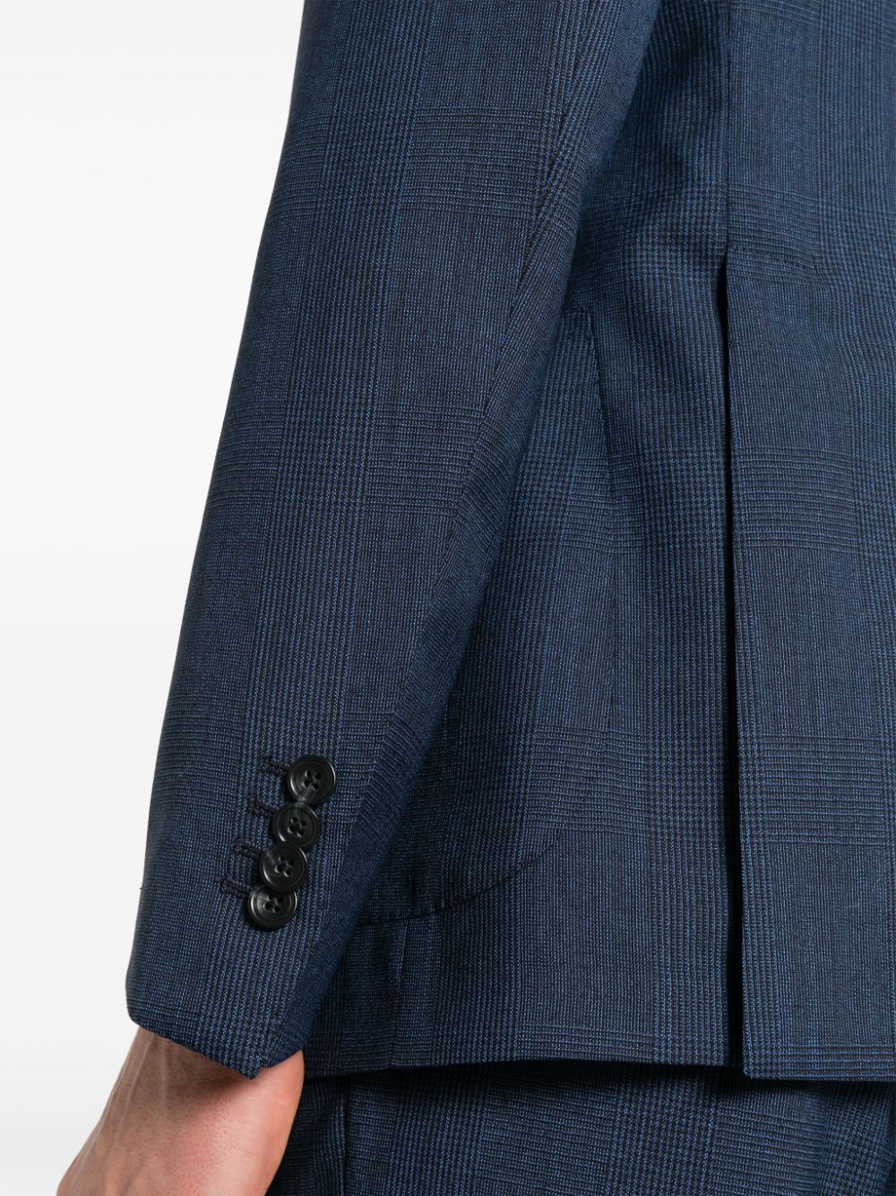 Shop Tagliatore Single-breasted Checked Wool Suit In Blue