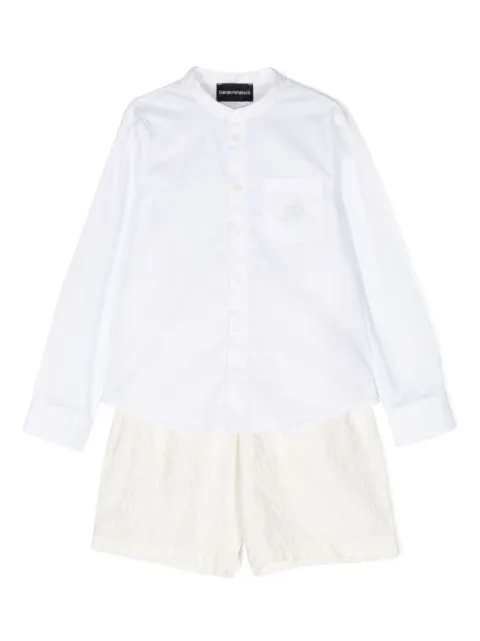 Emporio Armani Kids monogram-jacquard shorts set