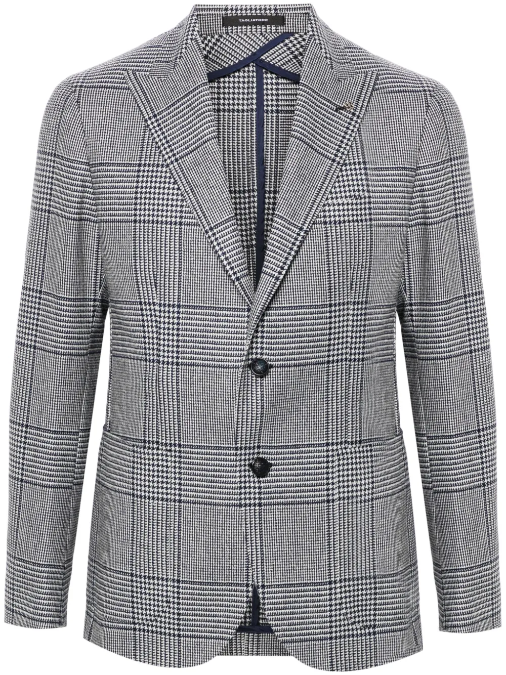 Tagliatore Blazer van scheerwol met visgraatpatroon Blauw