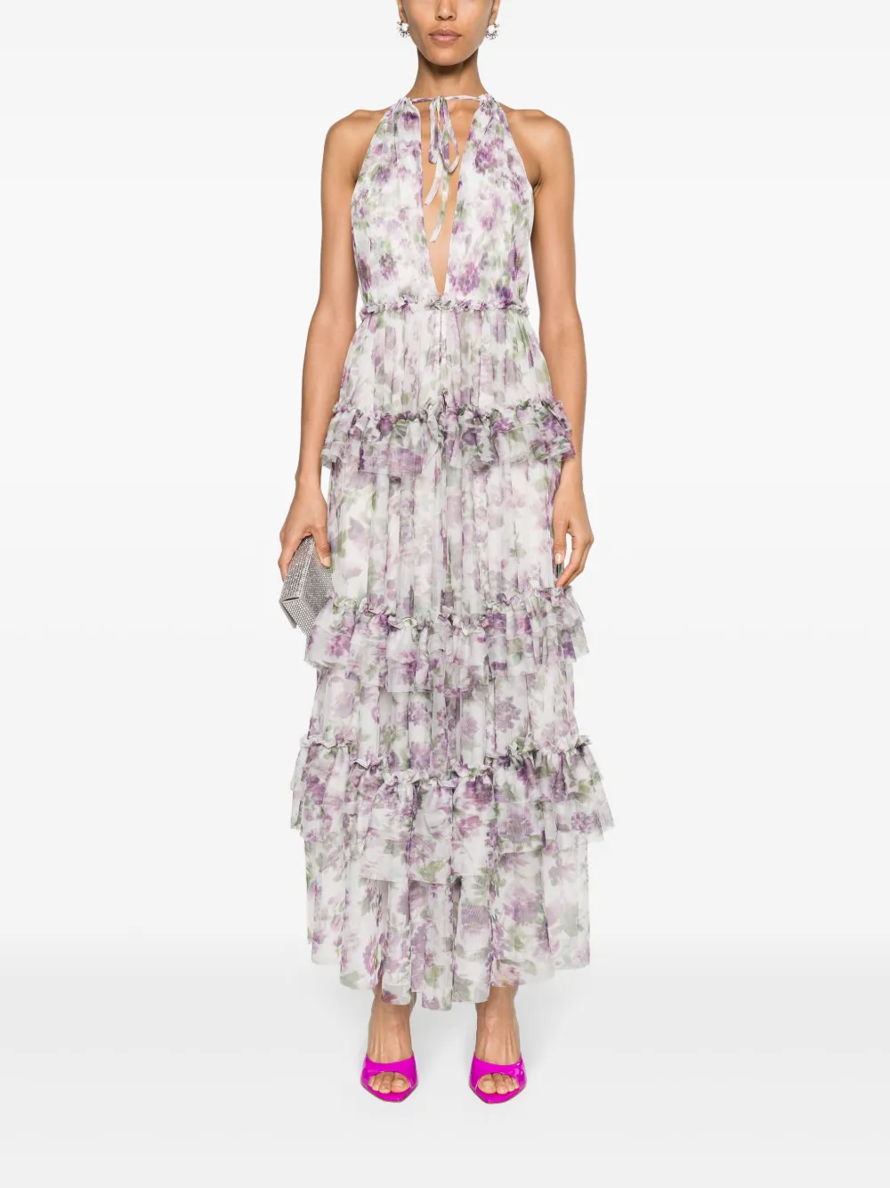 Philosophy Di Lorenzo Serafini Jurk met bloemenprint - Paars