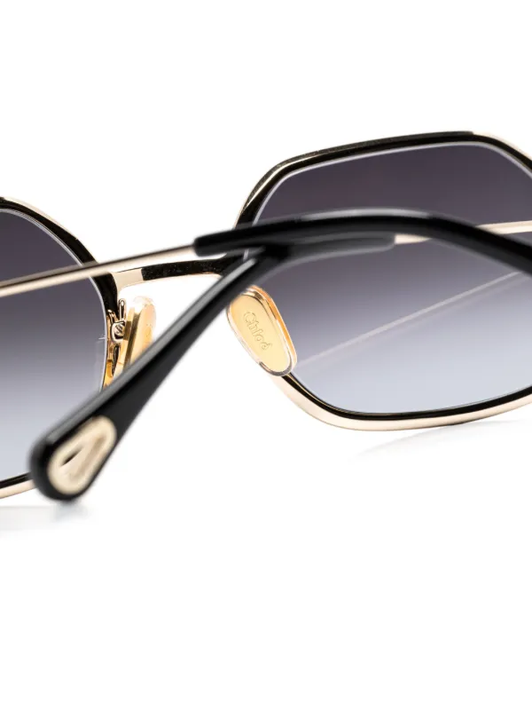 Chloé Eyewear rectangle-frame Sunglasses | Gold | FARFETCH display picture 2