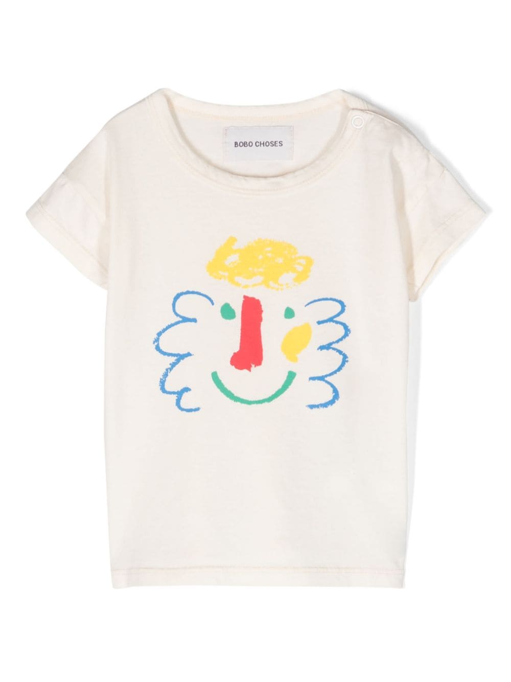 Bobo Choses Babies' Happy Mask Organic Cotton T-shirt In Bianco