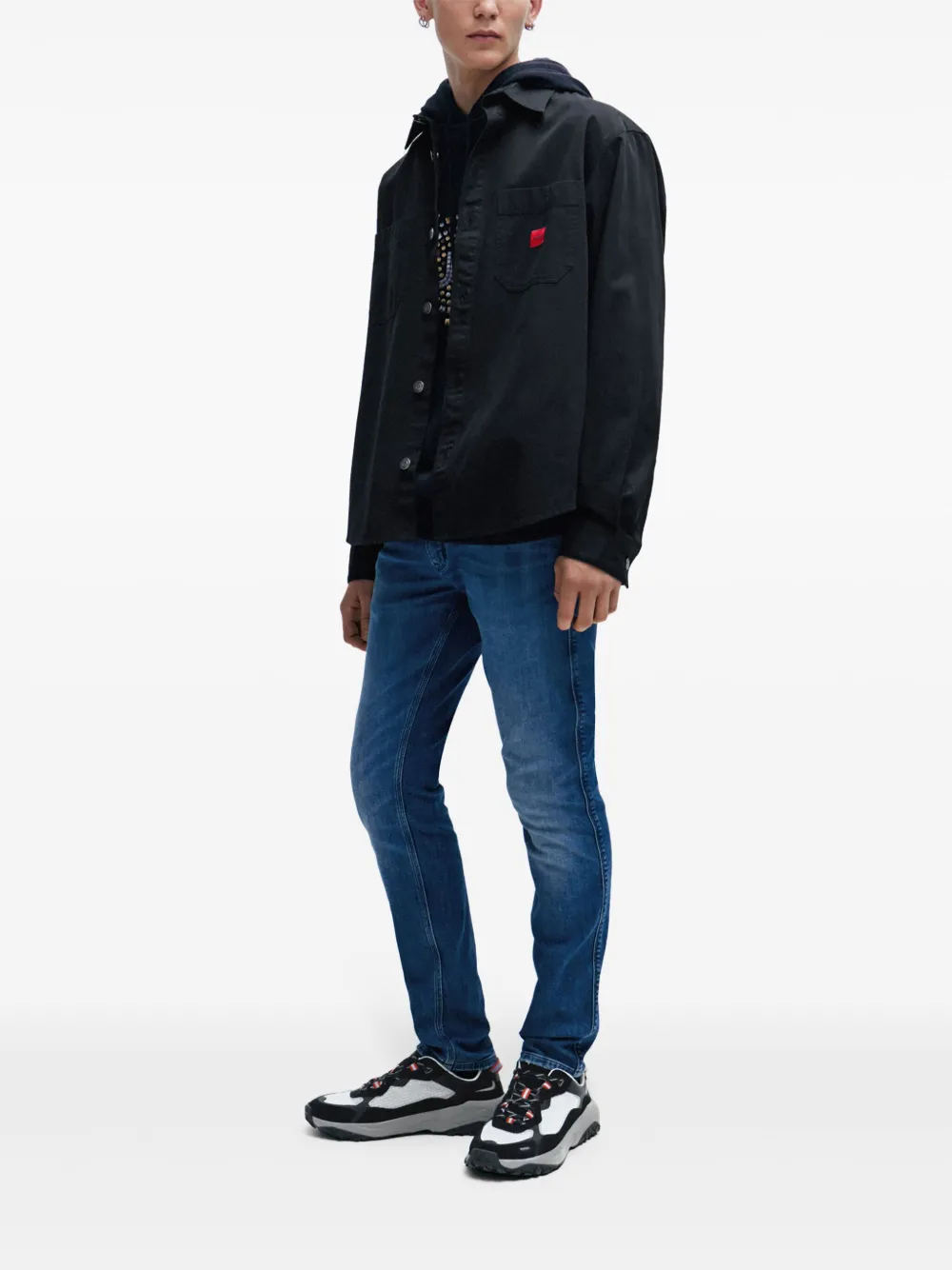 Hugo Boss Gray & Black Mixed-material Ripstop Mesh Sneakers In Black