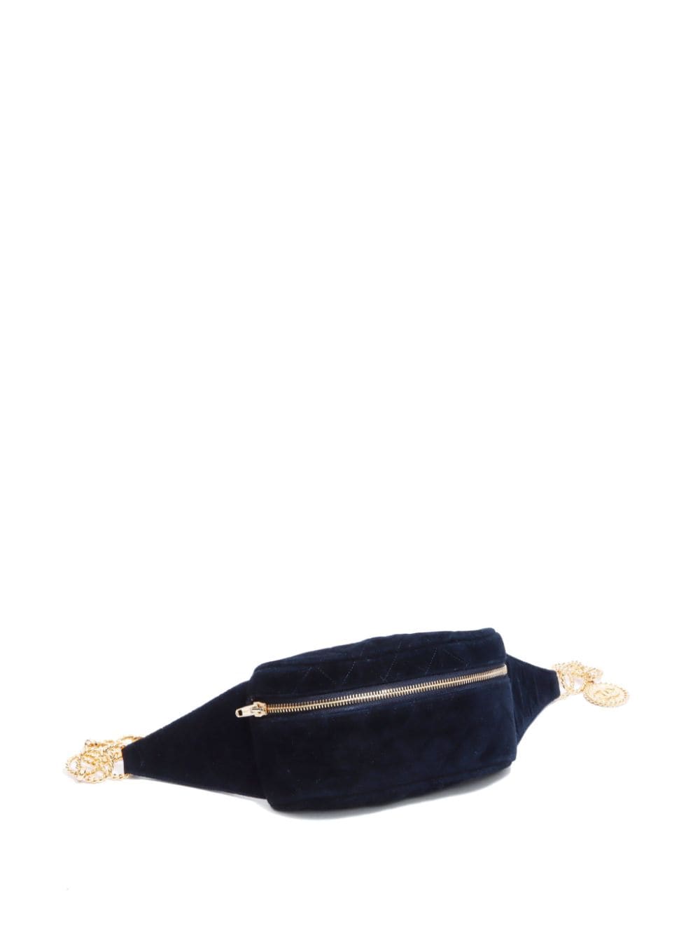 Pre-owned Chanel 2000s Velvet Quilted Belt Bag In Black